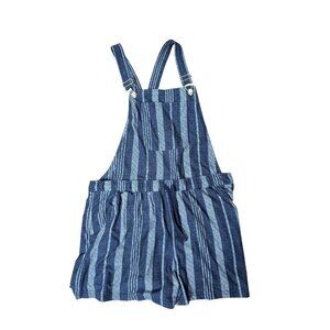 No Boundaries Blue Striped Shorts Overalls Jumper
